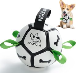 Nocciola Soccer Ball with Straps Interactive Dog Toy, Black & White, 5-in slide 1 of 8