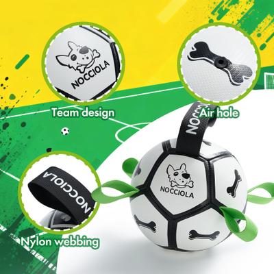 Show full view: Nocciola Soccer Ball with Straps Interactive Dog Toy, Black & White, 5-in slide 2 of 9