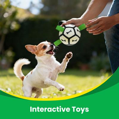 Show full view: Nocciola Soccer Ball with Straps Interactive Dog Toy, Black & White, 5-in slide 5 of 9