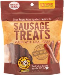 Happy Howie's Baker's Dozen 4-in Beef Sausage Dog Treats, 13 count pouch
