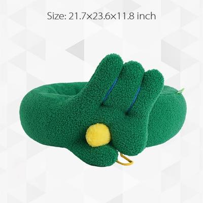 Show full view: NonoPets Round Cozy Washable Plush Indoor Warming Calming Nest Dog & Cat Bed, Green, Medium slide 6 of 6