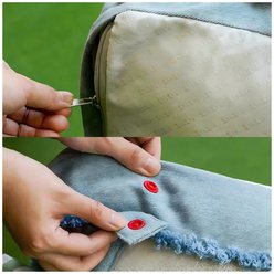 NonoPets Indoor Soft Washable Comfortable Pad Dog & Cat Bed Mat with Removable Pillow, Blue/White/Green, Medium slide 2 of 5