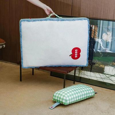 Show full view: NonoPets Indoor Soft Washable Comfortable Pad Dog & Cat Bed Mat with Removable Pillow, Blue/White/Green, Medium slide 3 of 5