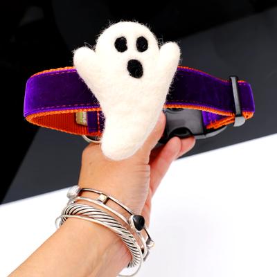 Show full view: Mimi Green Ghost Felted Dog Collar Accessory, White, Fits 1 to 1.5-in wide slide 4 of 5