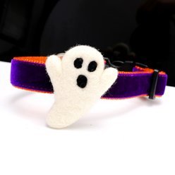 Mimi Green Ghost Felted Dog Collar Accessory, White, Fits 1 to 1.5-in wide
