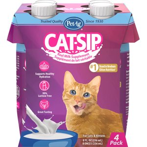 PetAg Cat-Sip Liquid Real Milk Hydration Supplement for Cats, 8-oz can, 4 count