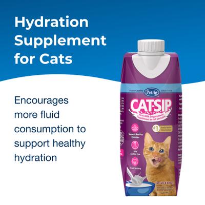 Show full view: PetAg Cat-Sip Liquid Real Milk Hydration Supplement for Cats, 8-oz can, 4 count slide 3 of 7