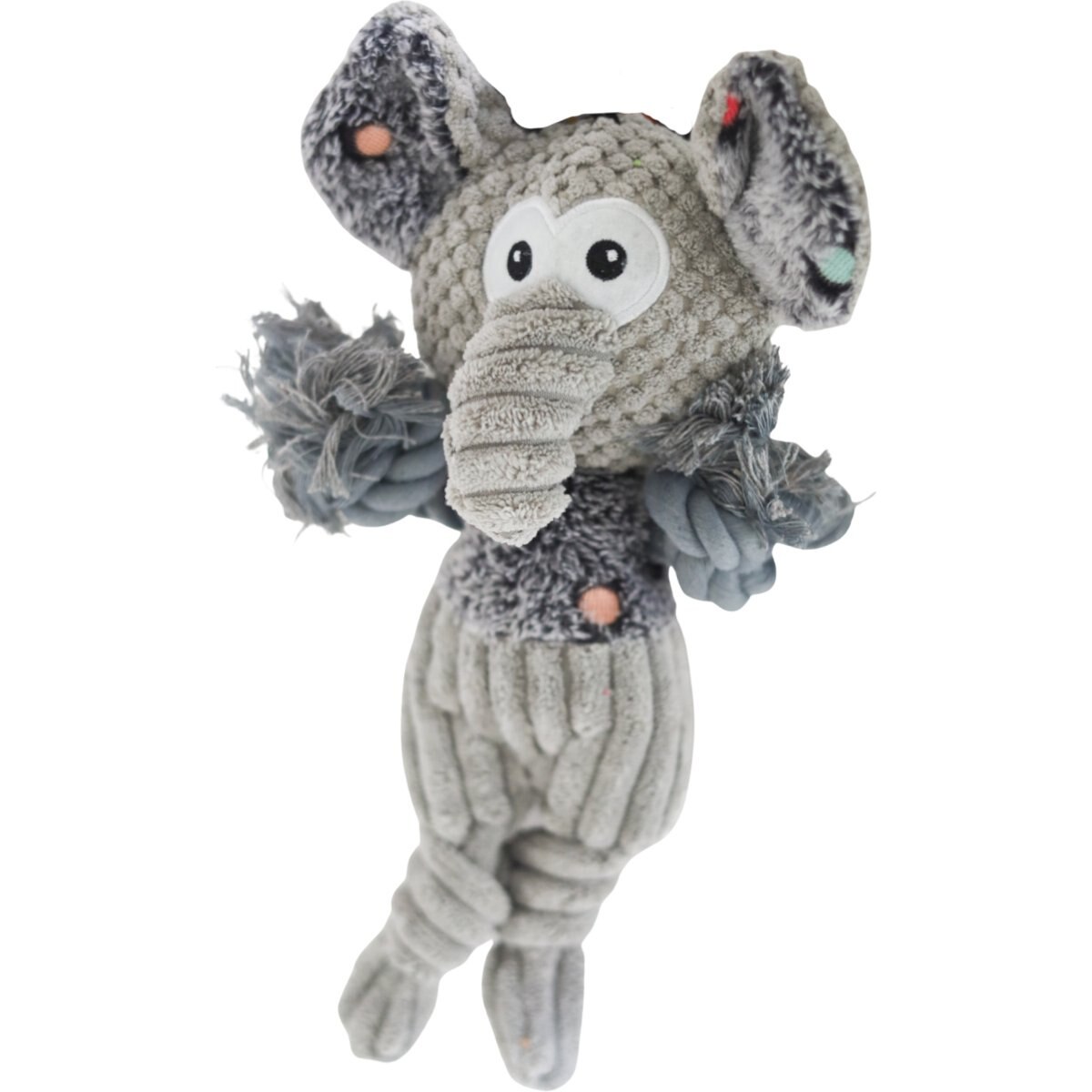 SteelDog USA Flat Polka Dot Pal Elephant Squeaky Plush Dog Toy