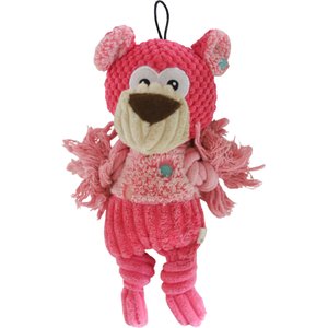 SteelDog USA Flat Polka Dot Pal Bear Squeaky Plush Dog Toy