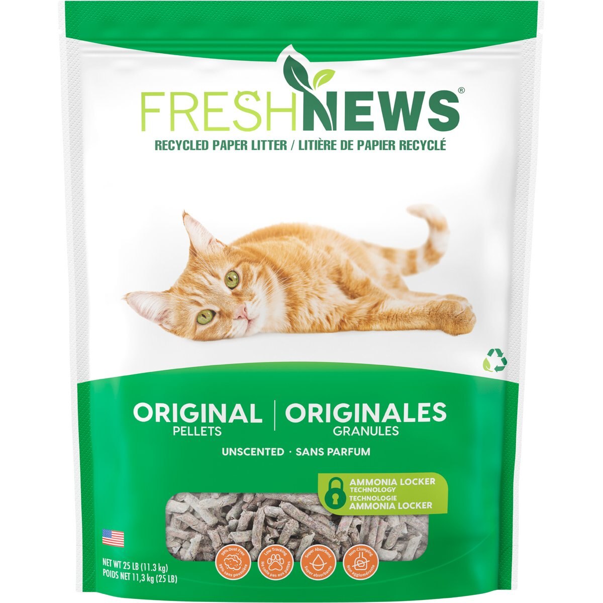 Fresh News Unscented Non-Clumping Paper Cat Litter, 25-lb bag