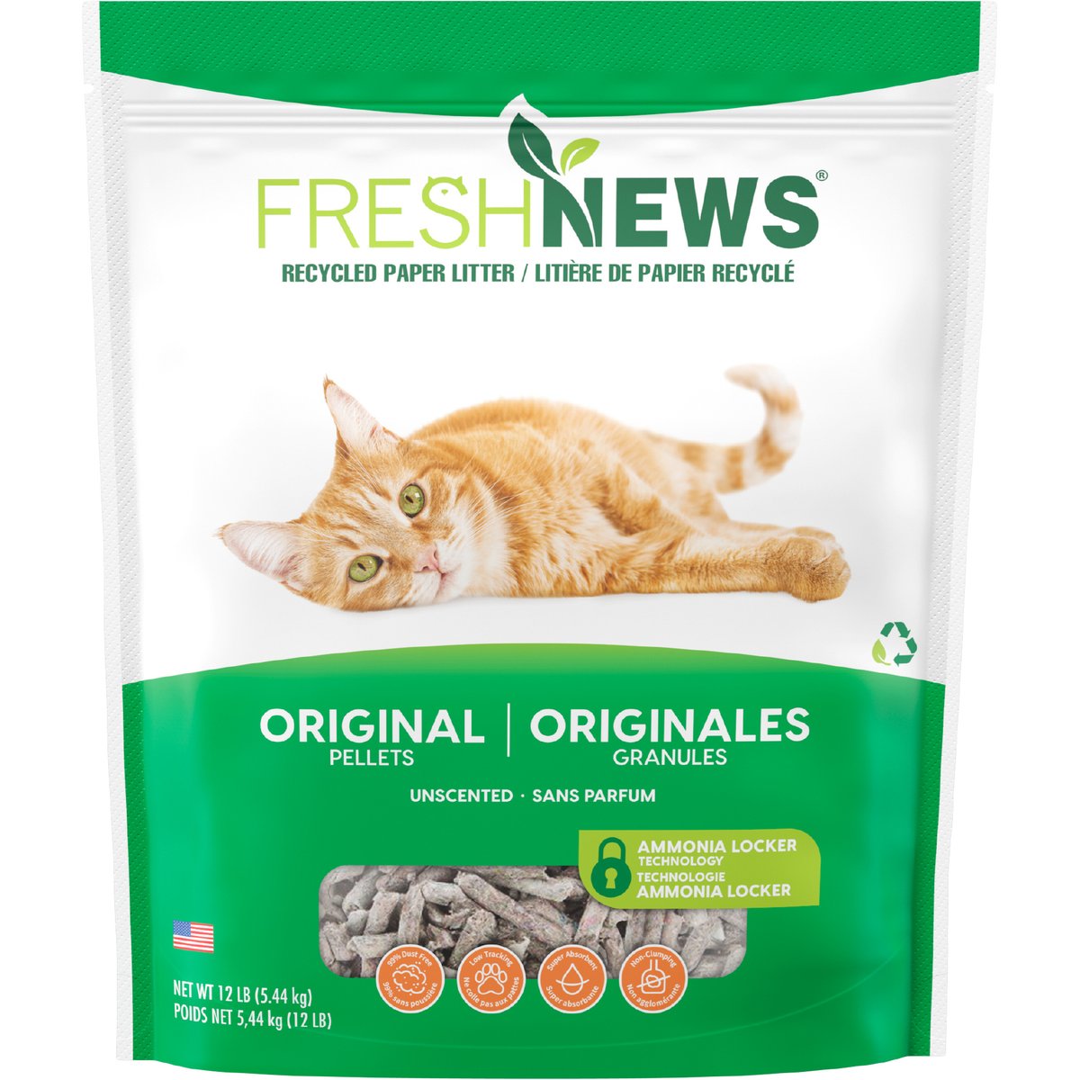 Fresh News Unscented Non-Clumping Paper Cat Litter, 4-lb bag
