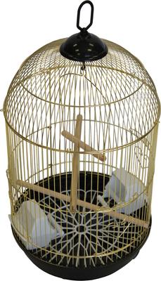 Show full view: YML 1564Brass Round Dome Top Bird Cage with Perch slide 2 of 2