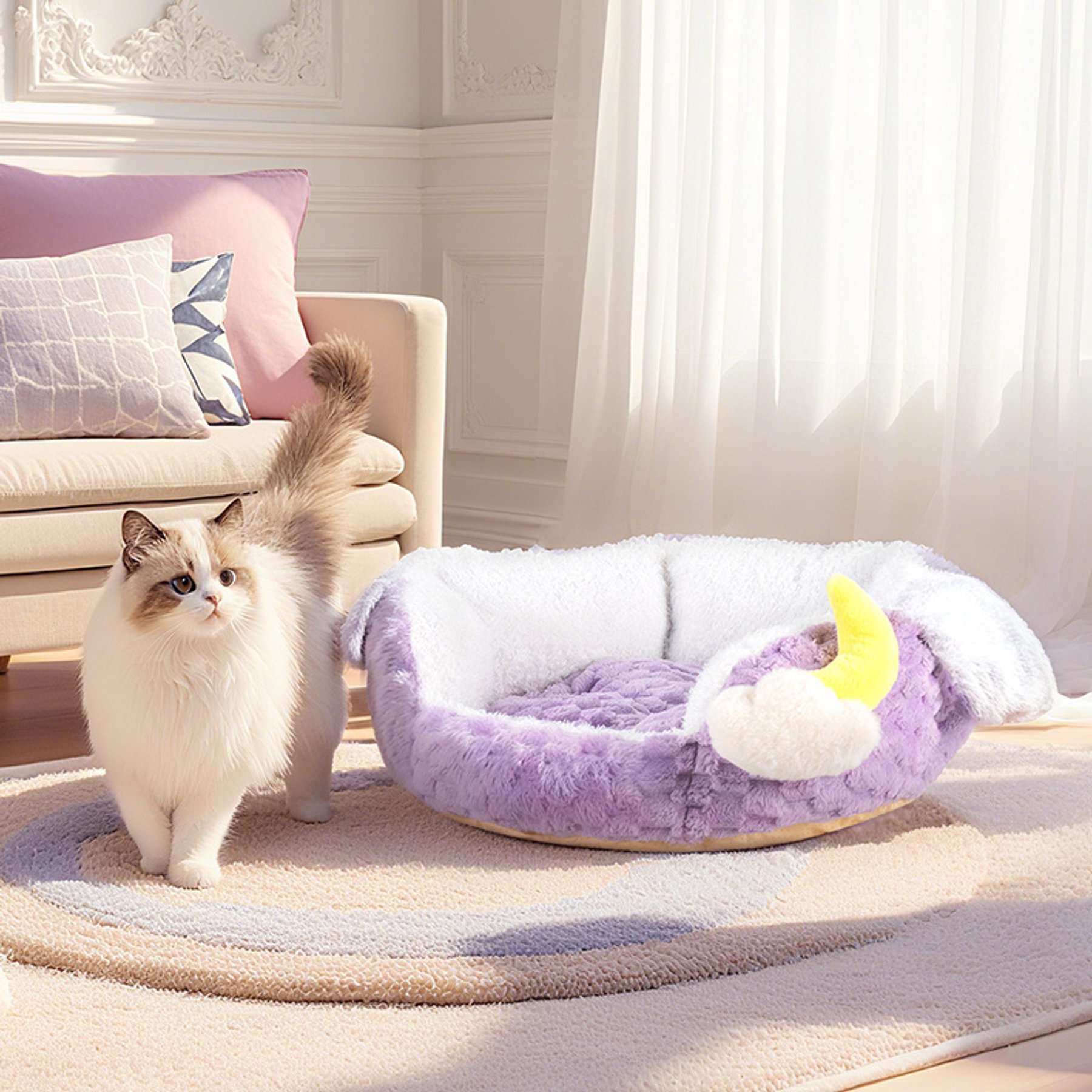 Happy & Polly Plush Nebula-Inspired Cat Bed