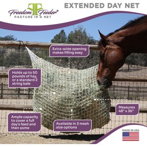 Kensington Protective Products Freedom Feeder 8 Flake Slow Feeding Extended Horse Day Net, White, 1.5-in
