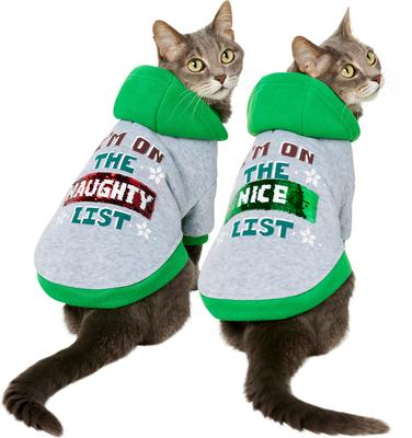 Show full view: Frisco Flip Sequin Naughty/Nice List Dog & Cat Hoodie, Heather Gray, Medium slide 3 of 12