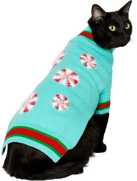 Show full view: Frisco Holiday Peppermint Dog & Cat Sweater, Mint, Medium slide 2 of 10