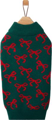 Show full view: Frisco Christmas Bows Dog & Cat Sweater, Green, Small slide 4 of 11