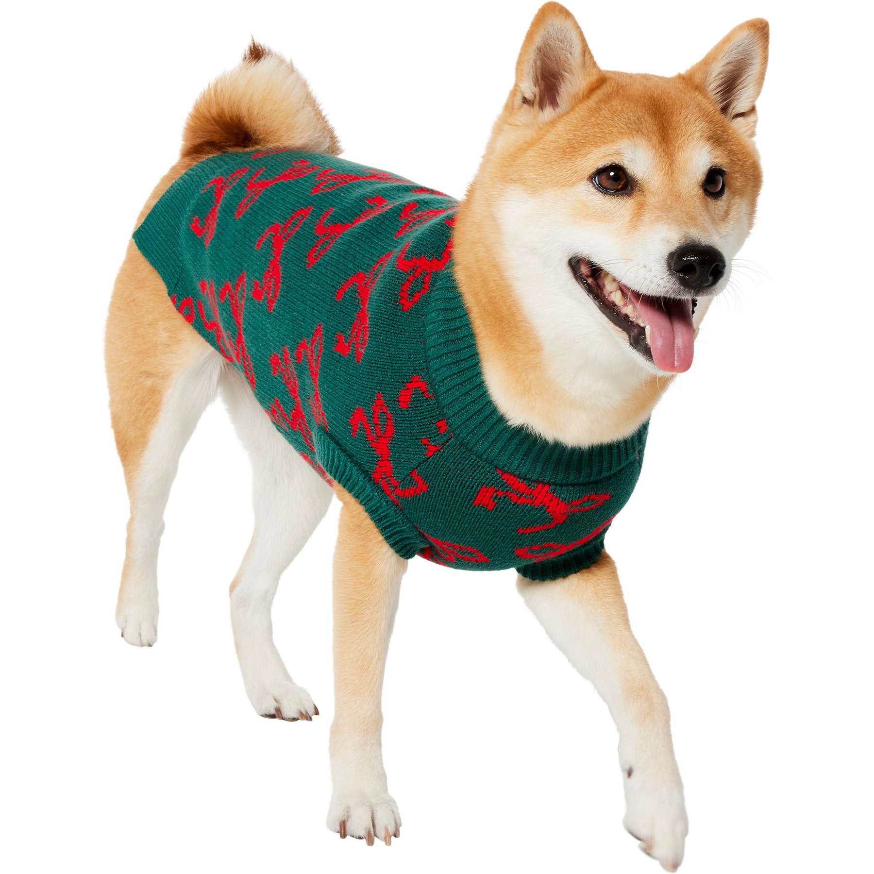 Frisco Holiday Bows Dog & Cat Sweater, Green, Medium