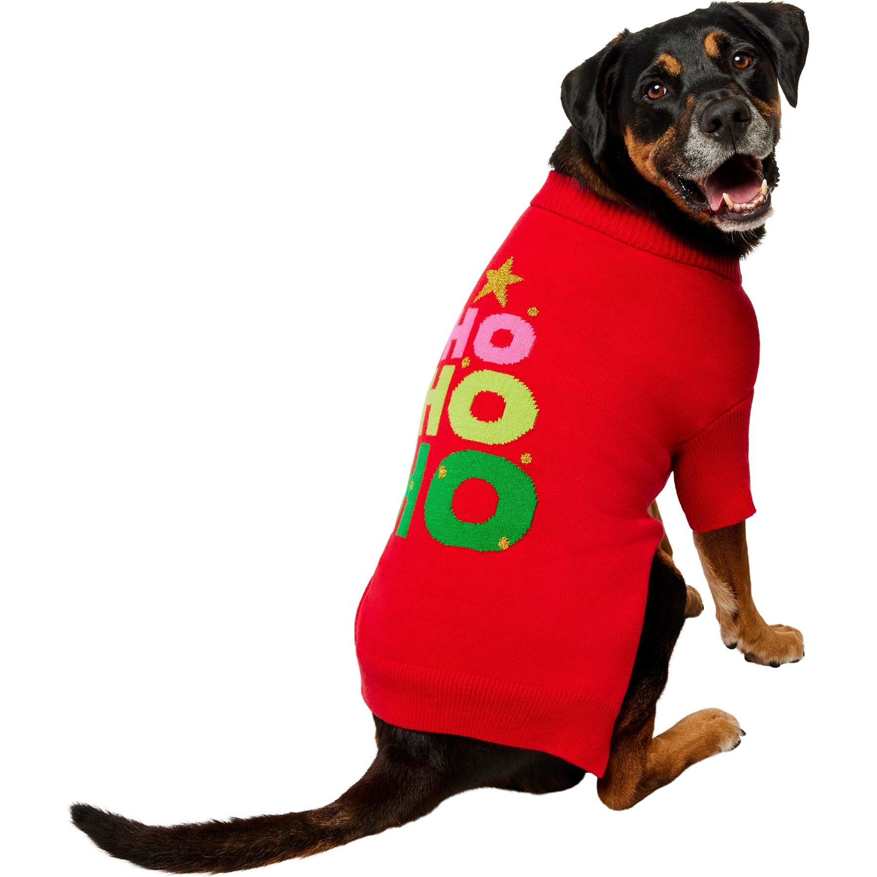 Frisco Christmas Ho Ho Ho Dog & Cat Sweater, Red, X-Large