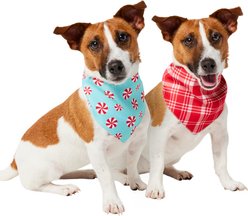 Frisco Holiday Peppermint and Plaid Reversible Dog & Cat Bandana, X-Small/Small slide 1 of 8
