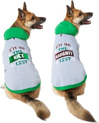 Frisco Flip Sequin Naughty/Nice List Dog & Cat Hoodie, Heather Gray, XX-Large