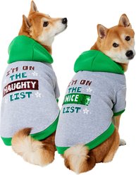 Frisco Flip Sequin Naughty/Nice List Dog & Cat Hoodie, Heather Gray, Medium slide 1 of 9
