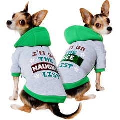 Frisco Flip Sequin Naughty/Nice List Dog & Cat Hoodie, Heather Gray, X-Small