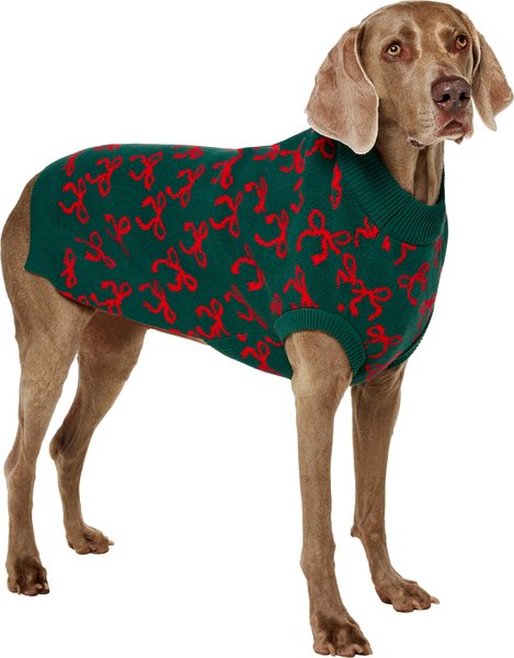 Show full view: Frisco Holiday Bows Dog & Cat Sweater, Green, XX-Large slide 1 of 9