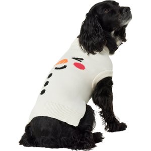 Frisco Christmas Snowman Dog & Cat Sweater, Cream, Medium