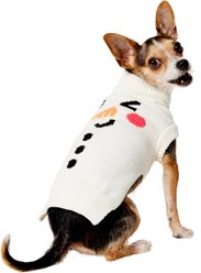 Frisco Christmas Snowman Dog & Cat Sweater, Cream, X-Small