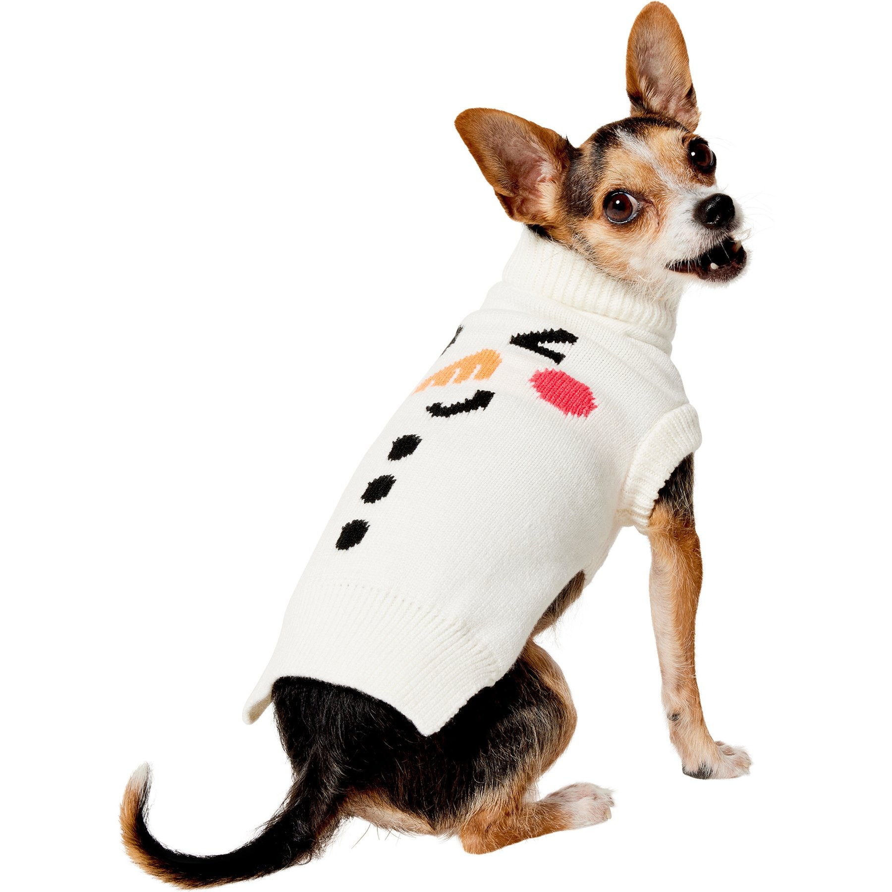 Frisco Christmas Snowman Dog & Cat Sweater, Cream, X-Small