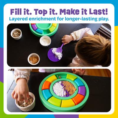 Show full view: Brightkins Color Wheel Treat Dispensing Dog Toy with Lick Mat, Multi Color, 10.3 x 10.3 x 2-in slide 6 of 10