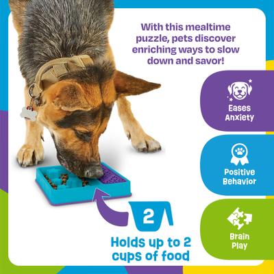 Show full view: Brightkins Square 2-in-1 Slow Feeder & Lick Mat Treat Dispensing Dog Toy, Multi Color, 9.64 x 9.64 x 1.89-in slide 4 of 10