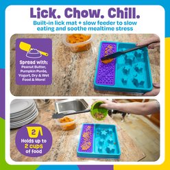 Brightkins Square 2-in-1 Slow Feeder & Lick Mat Treat Dispensing Dog Toy, Multi Color, 9.64 x 9.64 x 1.89-in slide 2 of 8