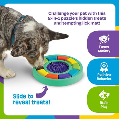 Show full view: Brightkins Color Wheel Treat Dispensing Dog Toy with Lick Mat, Multi Color, 10.3 x 10.3 x 2-in slide 4 of 10