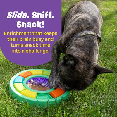 Show full view: Brightkins Color Wheel Treat Dispensing Dog Toy with Lick Mat, Multi Color, 10.3 x 10.3 x 2-in slide 2 of 10