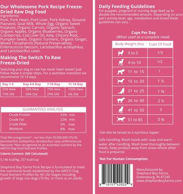 Show full view: Shepherd Boy Farms Pork Recipe Freeze-Dried Dog Food, 48-oz bag slide 3 of 8