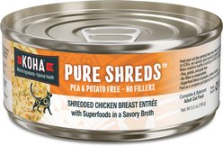 KOHA Pure Shreds Chicken Breast Entrée Grain-Free Wet Cat Food, 5.5-oz can, case of 12