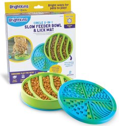Brightkins Circle 2-in-1 Slow Feeder & Lick Mat Treat Dispensing Dog Toy, Multi Color, 8.64 x 8.64 x 1.77-in