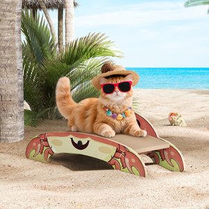Coziwow Wave Crab-Inspired Cat Scratcher Bed with Catnip, Pink