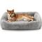 Show in main carousel: JOEJOY Rabbit Fur Leopard Print Dog & Cat Bed with Anti-Slip Bottom & Removable Cover, Grey, Large slide 1 of 8
