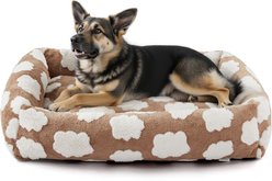 JOEJOY Jacquard Cloud Square Dog & Cat Bed with Anti-Slip Bottom & Removable Cover, Brown, X-Large