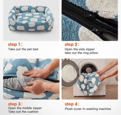 JOEJOY Jacquard Cloud Square Dog & Cat Bed with Anti-Slip Bottom & Removable Cover, Blue, Medium slide 2 of 7