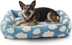 JOEJOY Jacquard Cloud Square Dog & Cat Bed with Anti-Slip Bottom & Removable Cover, Blue, XX-Large