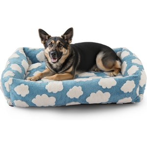 JOEJOY Jacquard Cloud Square Dog & Cat Bed with Anti-Slip Bottom & Removable Cover, Blue, XX-Large