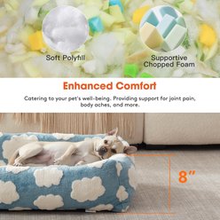 JOEJOY Jacquard Cloud Square Dog & Cat Bed with Anti-Slip Bottom & Removable Cover, Blue, Large slide 2 of 7