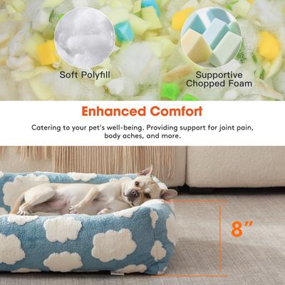 Show full view: JOEJOY Jacquard Cloud Square Dog & Cat Bed with Anti-Slip Bottom & Removable Cover, Blue, Medium slide 6 of 8