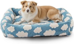JOEJOY Jacquard Cloud Square Dog & Cat Bed with Anti-Slip Bottom & Removable Cover, Blue, X-Large