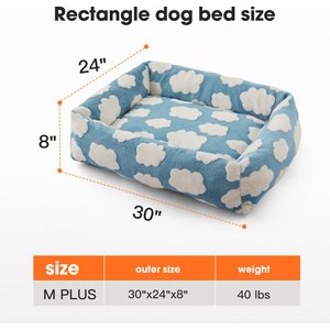 JOEJOY Jacquard Cloud Square Dog & Cat Bed with Anti-Slip Bottom & Removable Cover, Blue, Large