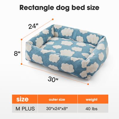 Show full view: JOEJOY Jacquard Cloud Square Dog & Cat Bed with Anti-Slip Bottom & Removable Cover, Blue, Large slide 7 of 8